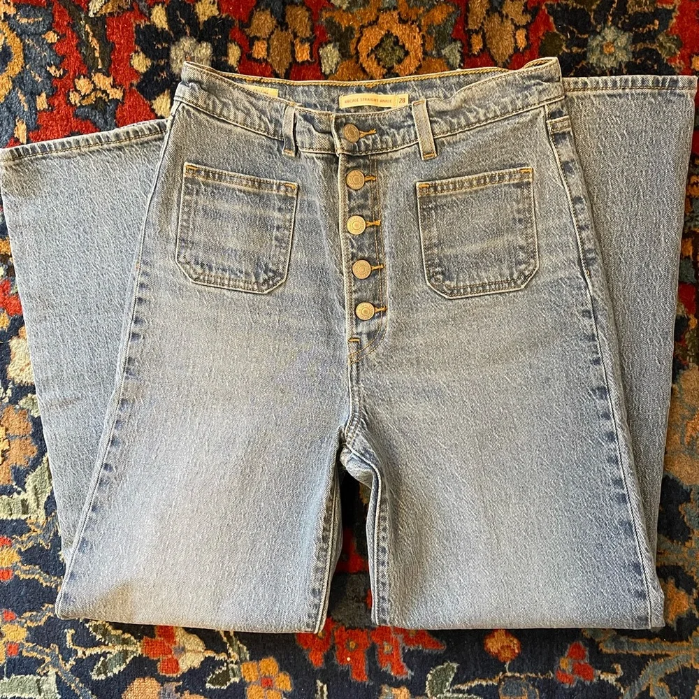 Medium Wash Button Fly Denim - Picture 2 of 7